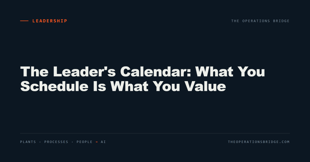 The Leader’s Calendar: What You Schedule Is What You Value
