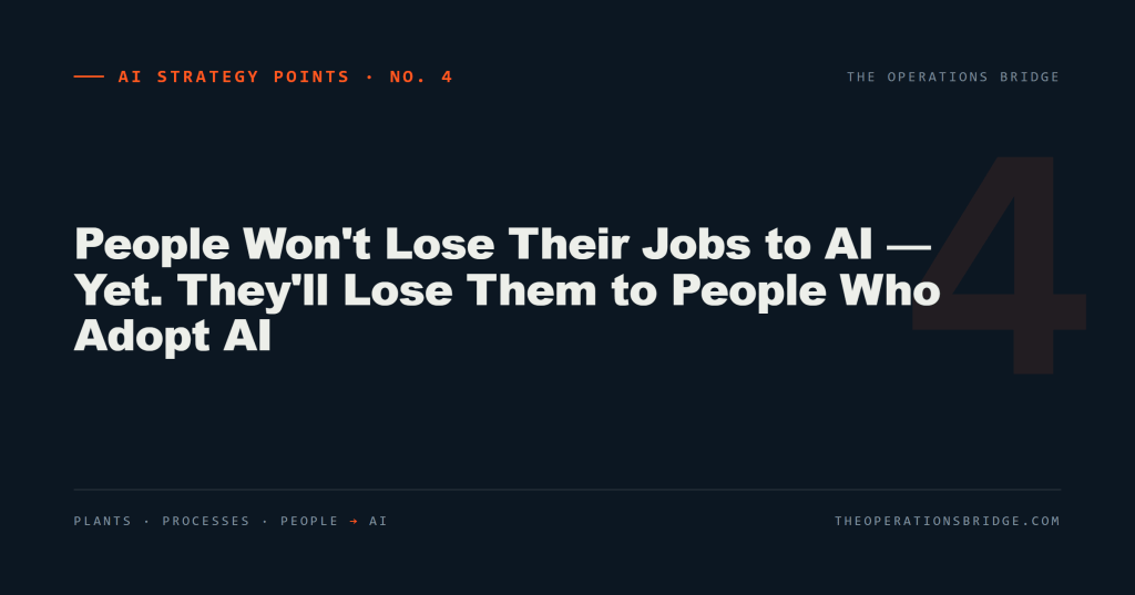 AI Strategy Points: People Won’t Lose Their Jobs to AI — Yet. They’ll Lose Them to People Who Adopt AI